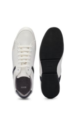 mens white flat trainers