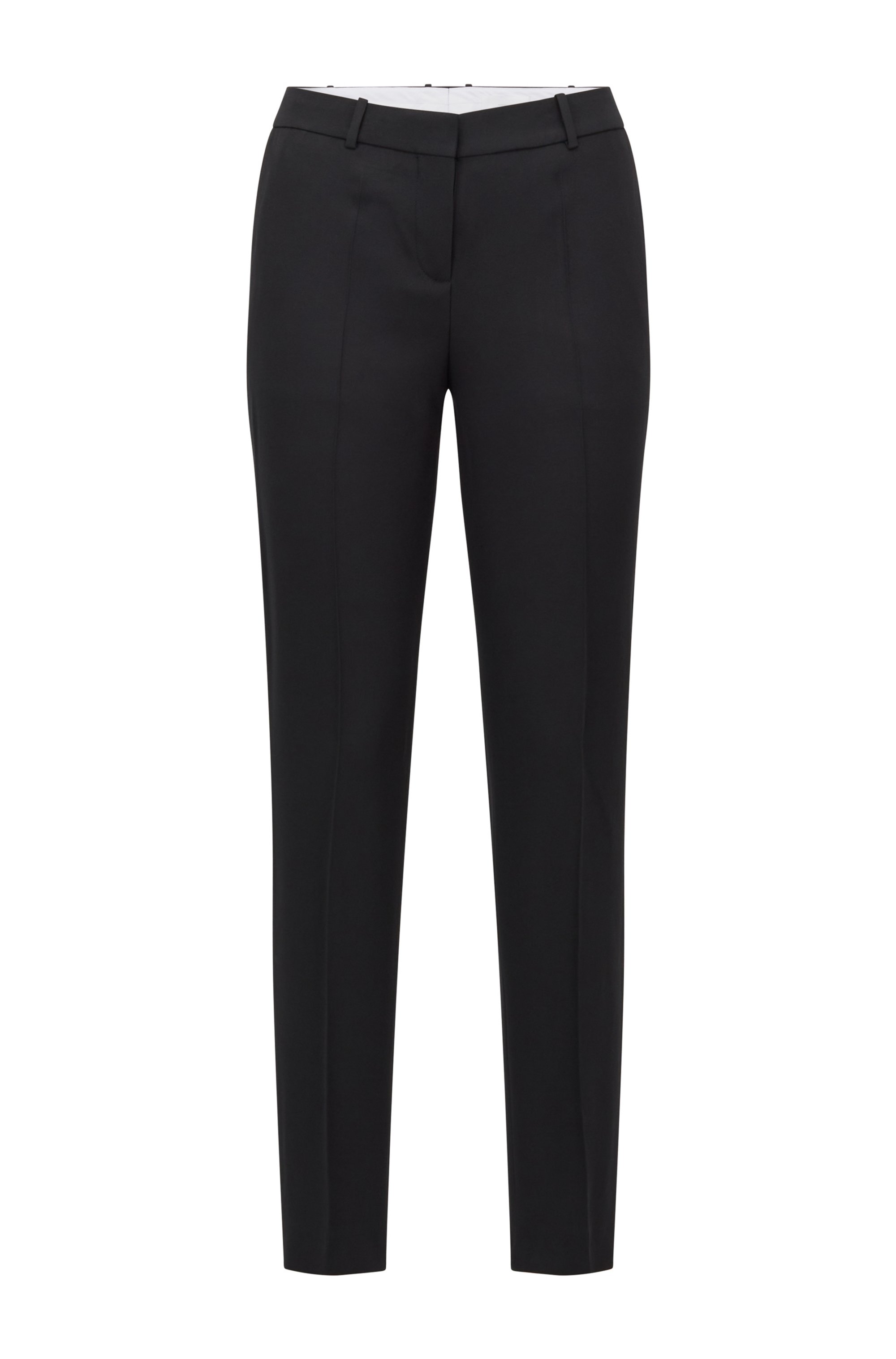 Regular-fit trousers in responsible crinkle crepe, Black