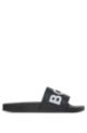 Italian-made slides with contrast-logo strap, Black