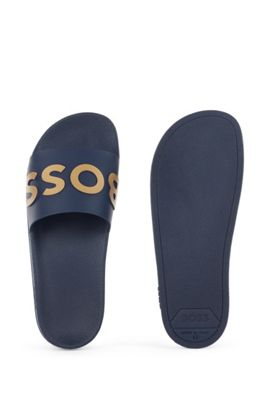 Hugo Boss Shoes Solar_Slid_Logo Flip-Flops Men Blue Brand New 