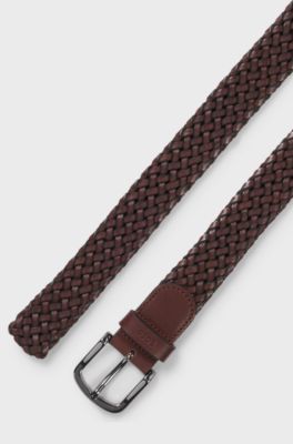 Ceinture en cuir tress&eacute;e, Marron fonc&eacute;
