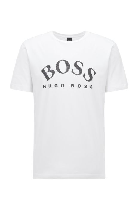 dør komfort fatning BOSS - Cotton T-shirt with mesh-effect logo