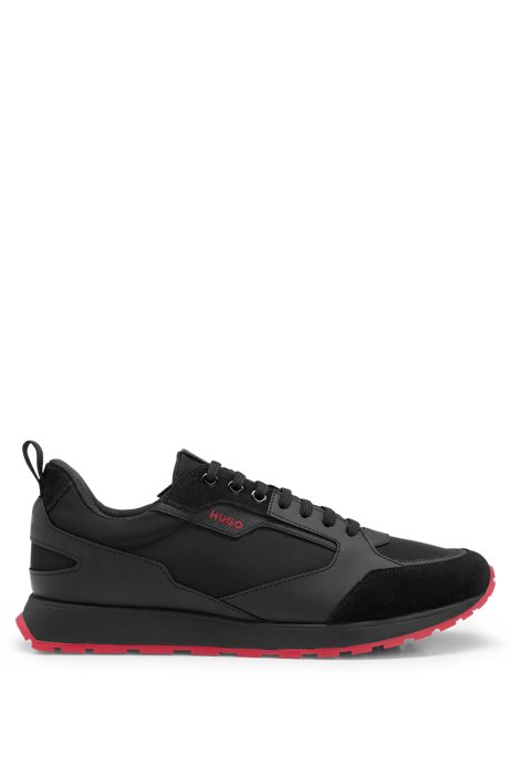 Retro-inspired trainers with suede and mesh, Black