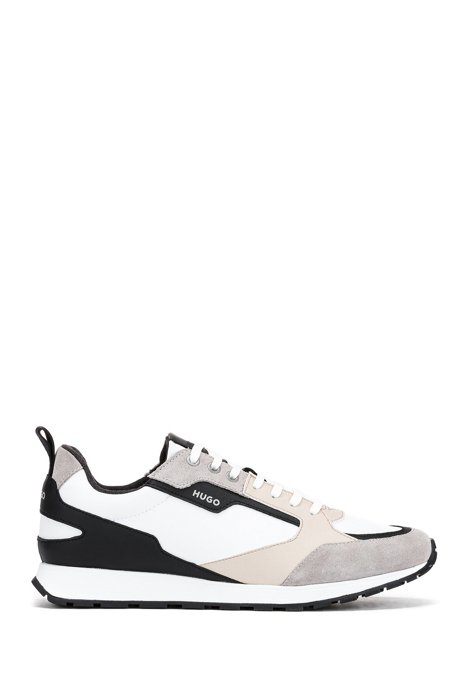 Retro-inspired trainers with suede and mesh, White