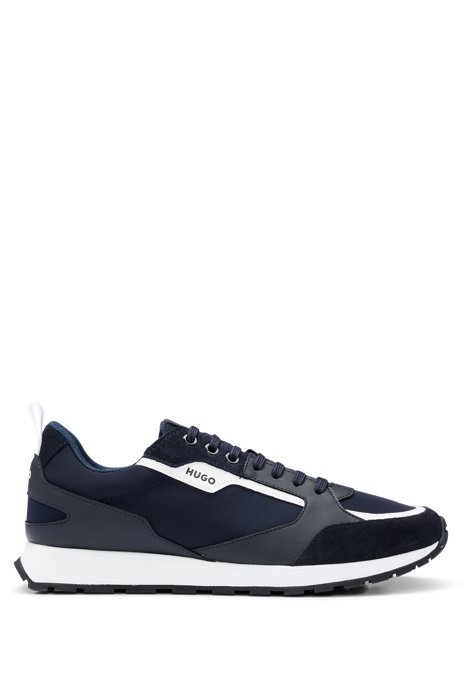 Retro-inspired trainers with suede and mesh, Dark Blue
