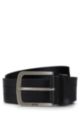Cinturón de piel italiana con detalles de pespuntes, Negro