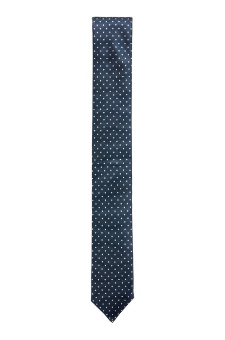 Silk tie with all-over digital print, Dark Blue