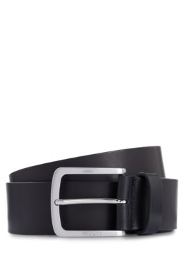 BOSS - Italian-leather belt with logo-engraved buckle