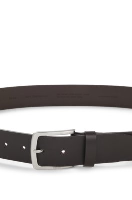 Boss Italian-leather belt with logo-engraved buckle klassiska skärp herr – bild 3