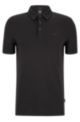 Slim-Fit Poloshirt aus Bio-Baumwolle mit Logo-Print, Schwarz