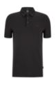 Organic-cotton slim-fit polo shirt with logo print, Black