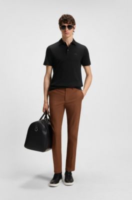 Slim-fit polo shirt in interlock cotton, Black