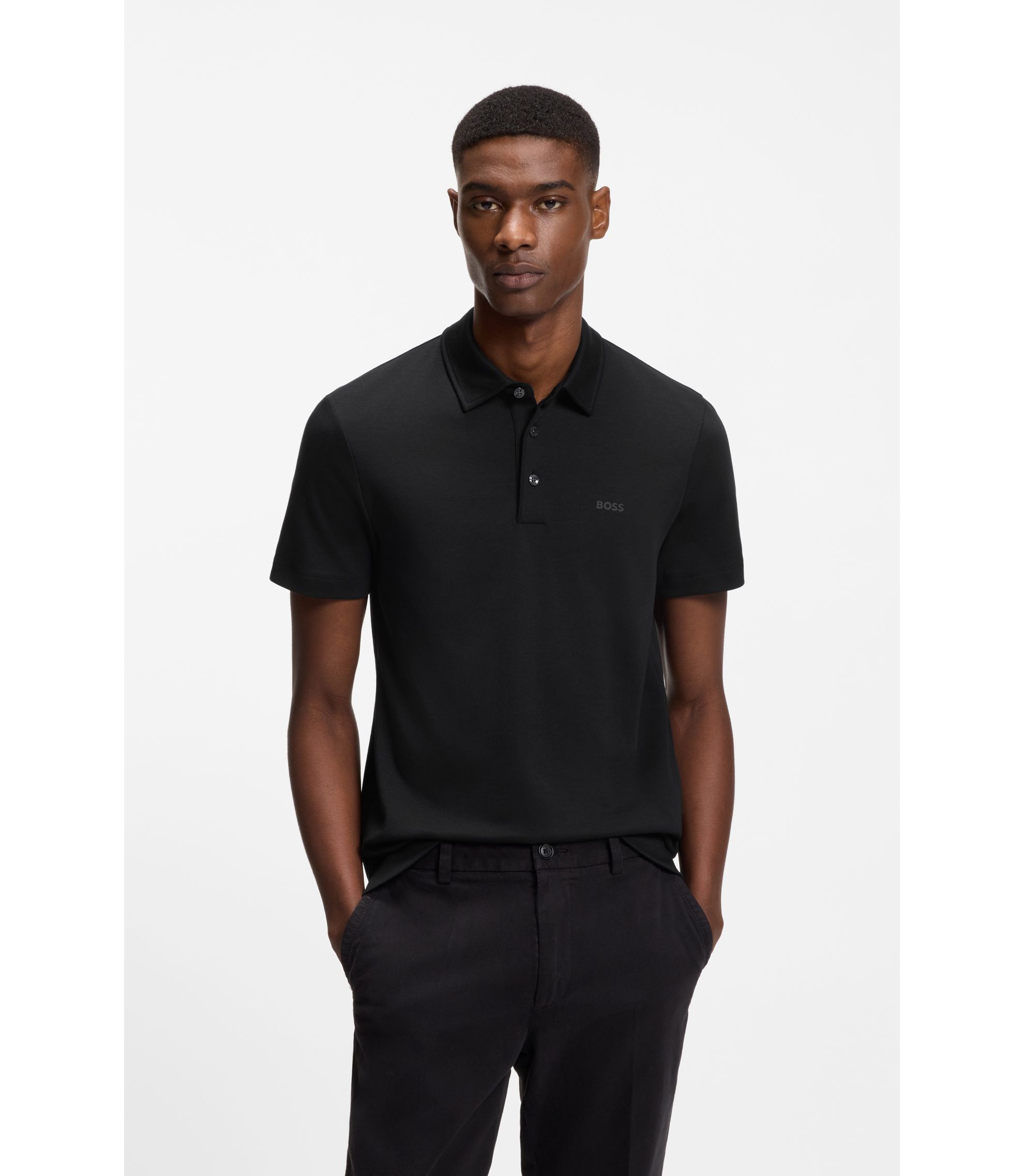 Slim-Fit Poloshirt aus Interlock-Baumwolle