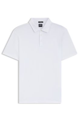 BOSS - Interlock-cotton slim-fit polo shirt with rubberised logo