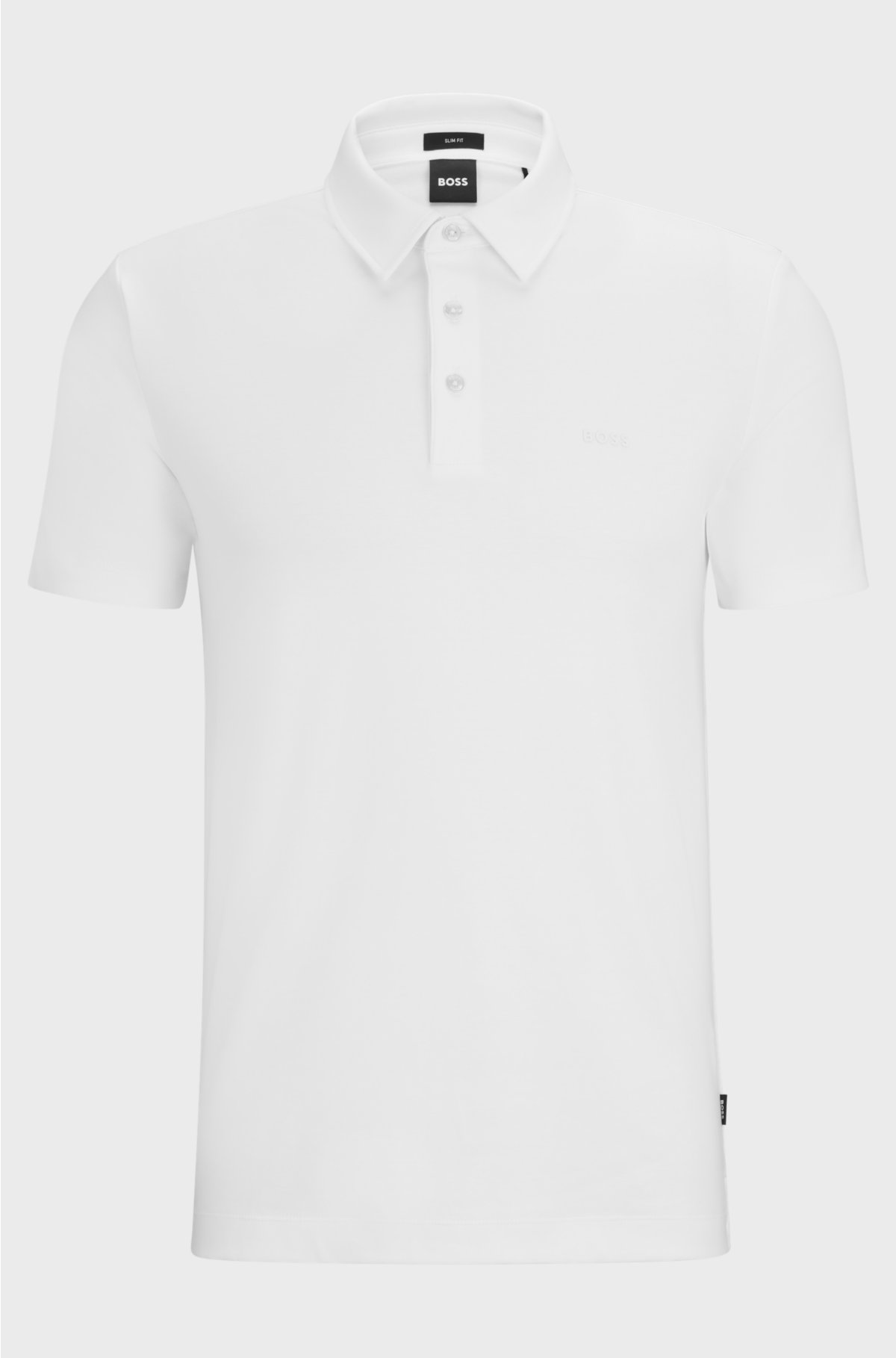 BOSS - Interlock-cotton slim-fit polo shirt with rubberised logo
