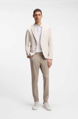 Slim fit-pik&eacute;tr&ouml;ja i interlockstickad bomull, Vit