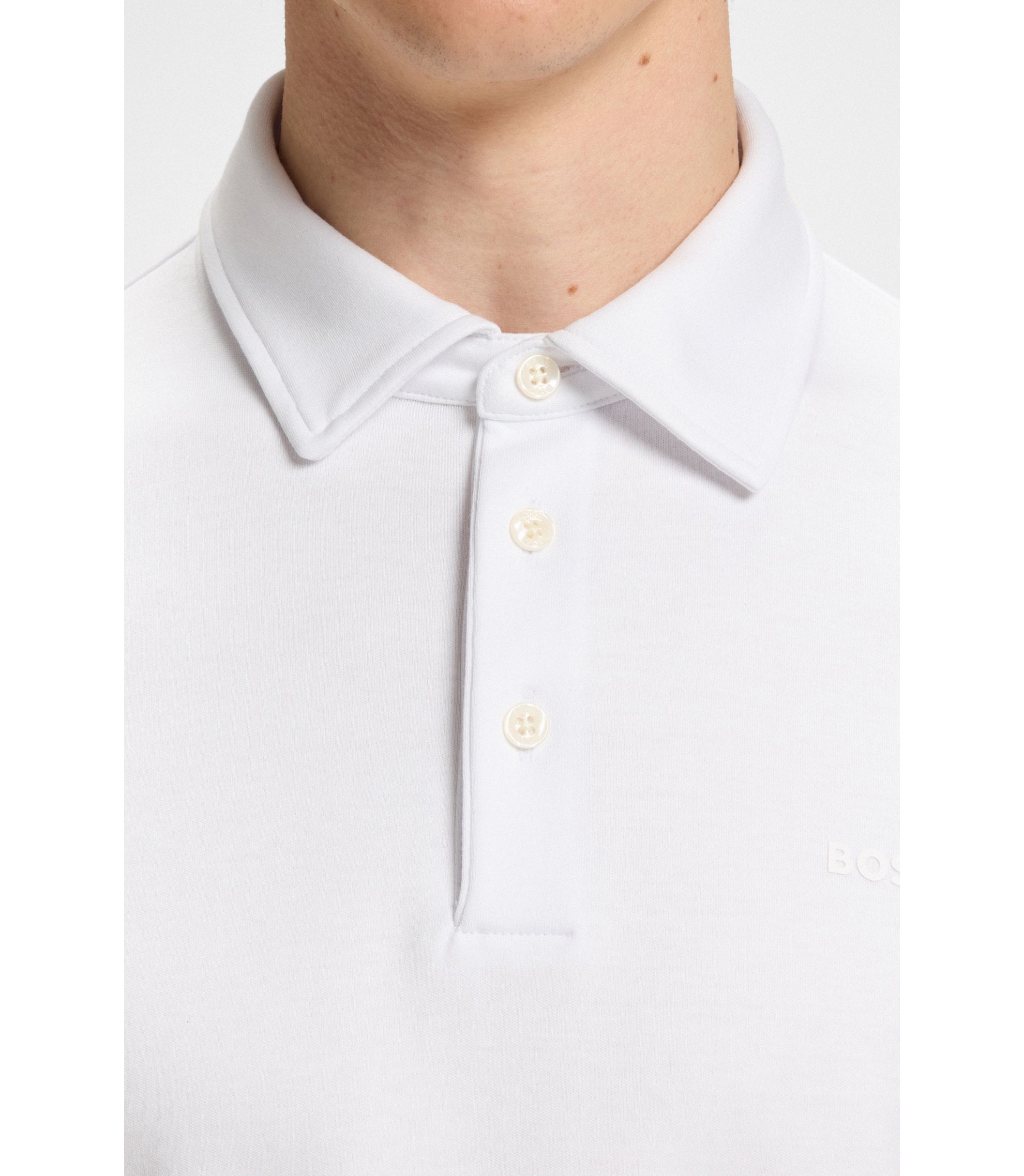 【ウドンコ】BOSS スリムフィット ポロシャツ コットン BOSS - スリムフィット ポロシャツ コットン ラバーライズドロゴ