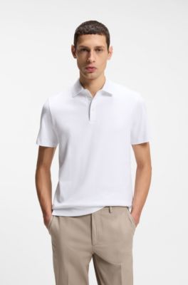 Slim-Fit Poloshirt aus Interlock-Baumwolle, Wei&szlig;