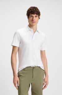 Slim-Fit Poloshirt aus Baumwolle mit gummiertem Logo, Weiß