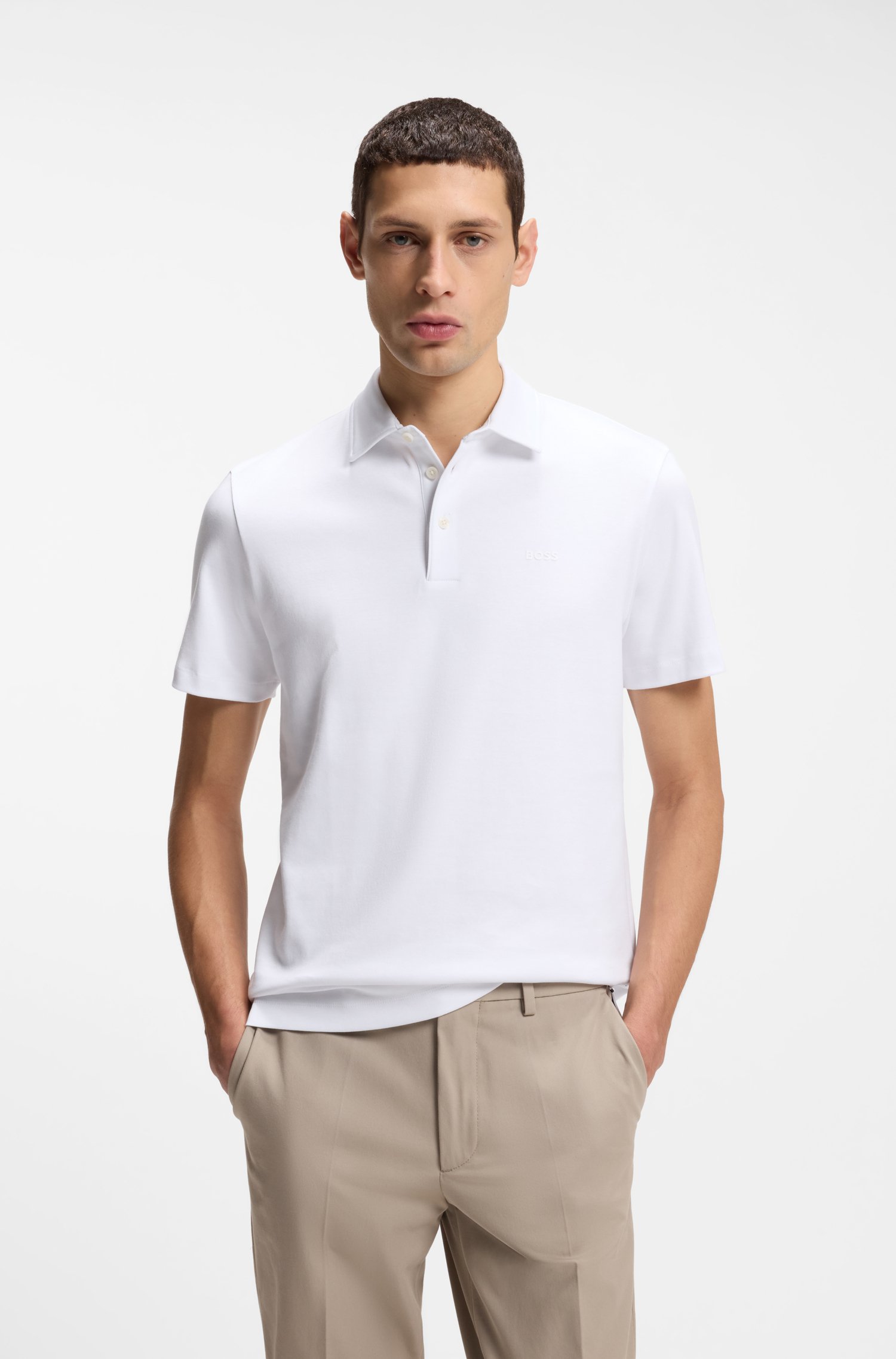Boss Slim-fit polo shirt in interlock cotton pikéer herr