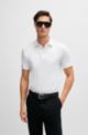 Slim-fit polo shirt with rubber-printed logo, White