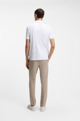 Slim-fit polo shirt in interlock cotton, White
