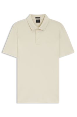 Slim-fit polo shirt in interlock cotton, White