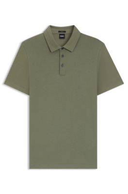 Slim-fit polo shirt in interlock cotton, Green