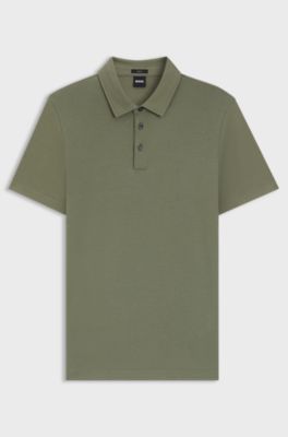 Slim-fit polo shirt in interlock cotton, Green