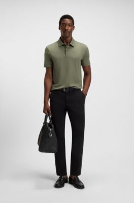 Slim-fit polo shirt in interlock cotton, Green
