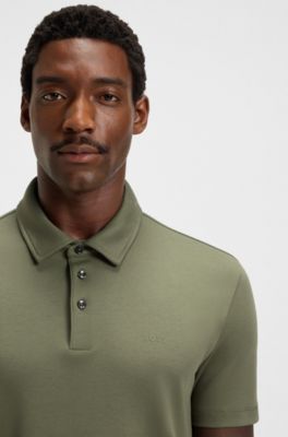 Slim-fit polo shirt in interlock cotton, Green