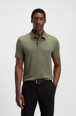Slim-fit polo shirt in interlock cotton, Green