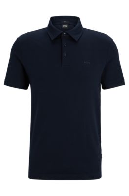 Slim-fit polo shirt in interlock cotton, Dark Blue