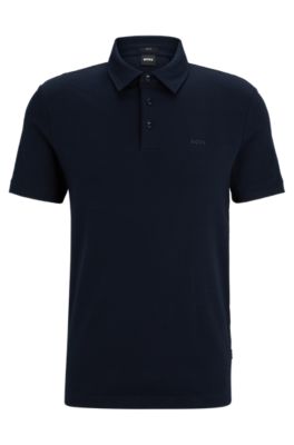 BOSS - Interlock-cotton slim-fit polo shirt with rubberised logo