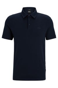 BOSS - Slim-Fit Poloshirt aus Interlock-Baumwolle mit gummiertem Logo