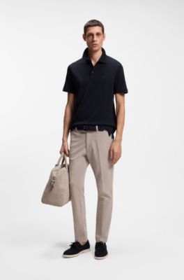 Slim-fit polo shirt in interlock cotton, Dark Blue