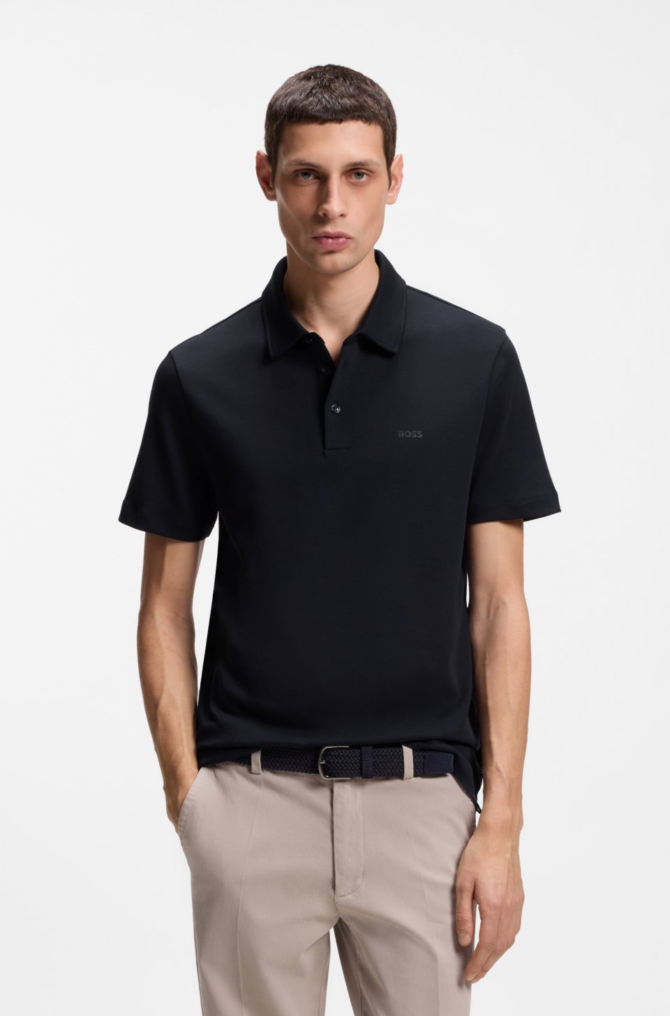 Slim-fit polo shirt in interlock cotton