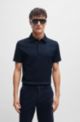 Slim-fit polo shirt with rubber-printed logo, Dark Blue