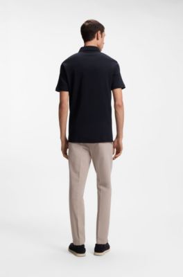 Slim-fit polo shirt in interlock cotton, Dark Blue