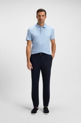 Slim-fit polo shirt in interlock cotton, Light Blue