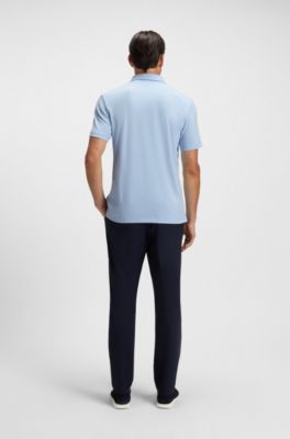 Slim-fit polo shirt in interlock cotton, Light Blue