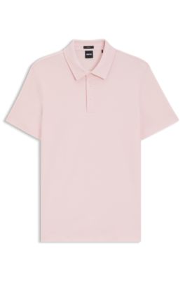 Slim-fit polo shirt in interlock cotton, Light Pink