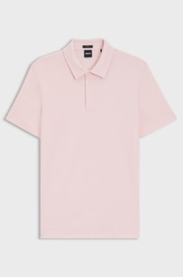 Slim-fit polo shirt in interlock cotton, Light Pink