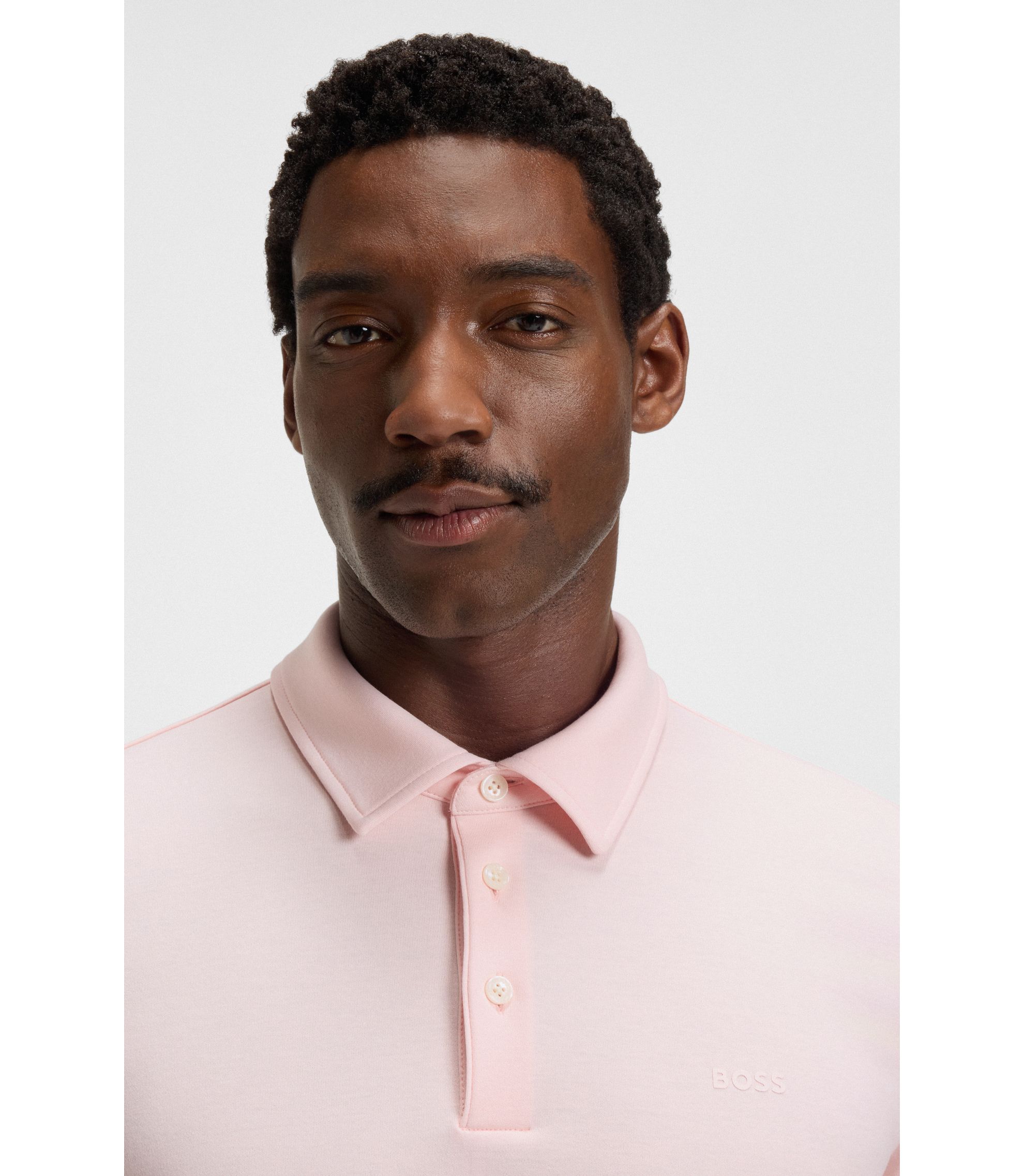 BOSS Slim-fit polo shirt in interlock cotton Light Pink