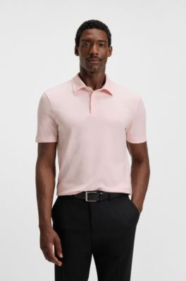 Slim-fit polo shirt in interlock cotton, Light Pink