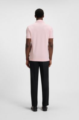 Slim-fit polo shirt in interlock cotton, Light Pink