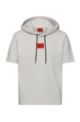 Short-sleeved cotton-terry sweatshirt with red logo label, Light Beige