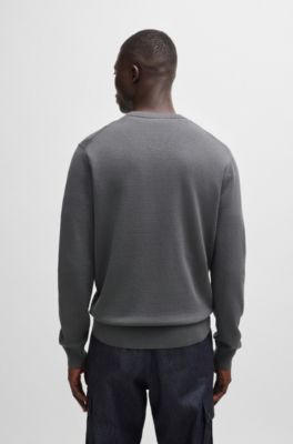 BOSS - クルーネックセーター コットン/カシミア ロゴ 