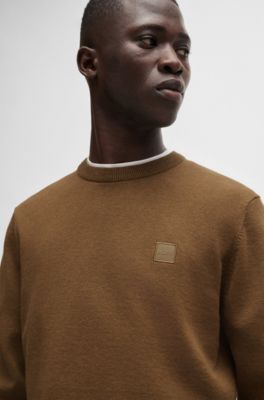 BOSS - クルーネックセーター コットン/カシミア ロゴ 