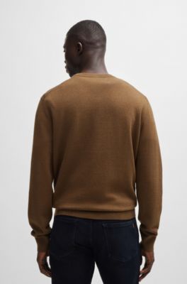 BOSS - クルーネックセーター コットン/カシミア ロゴ 